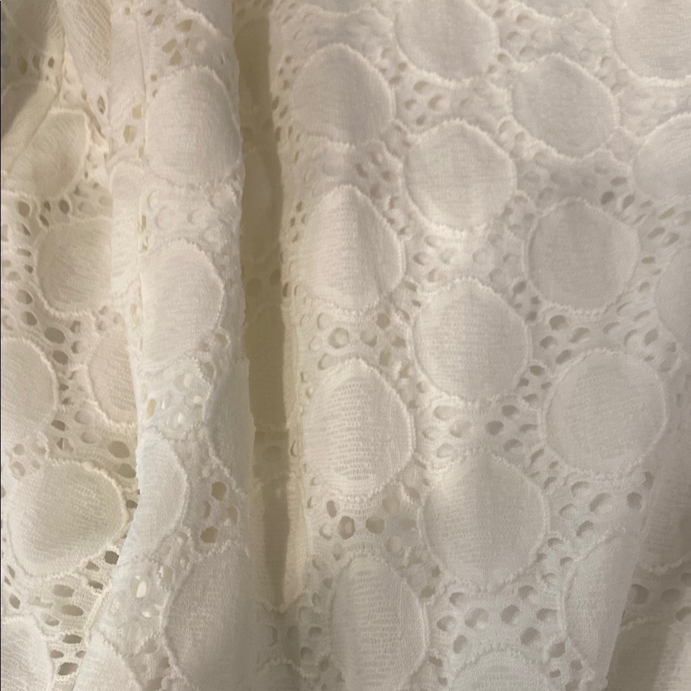 Lace Dress Shift Spring Bridal Balletcore 3/4 Sleeve Ruffle Cream White Lined XL - Picture 9 of 10